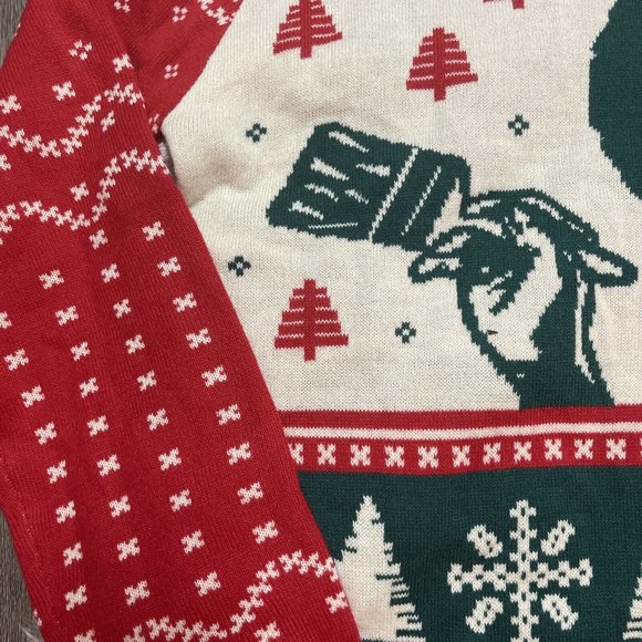 Bob Ross Ugly Christmas Sweater Adult MEDIUM M Painting Holiday Trees Afro NEW - Picture 7 of 12